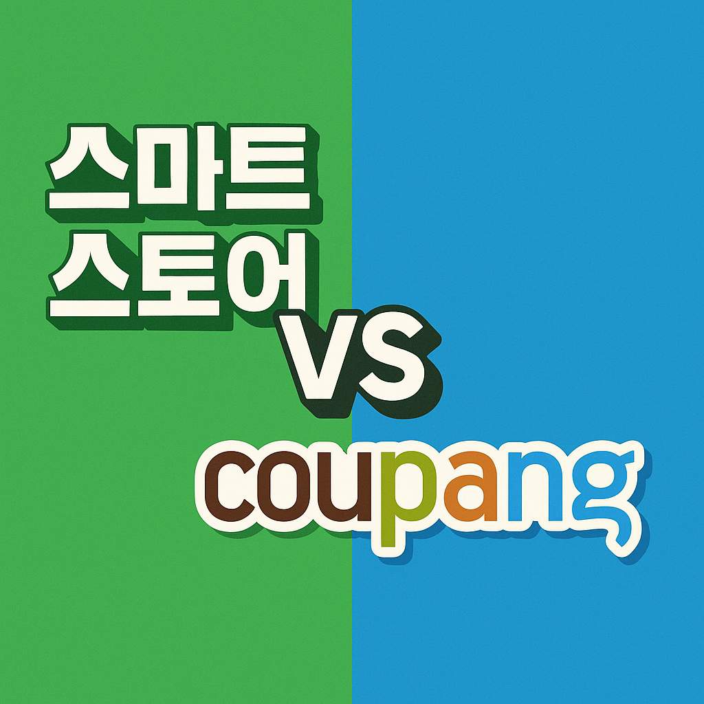 스마트스토어와 쿠팡 비교를 표현하는 이미지